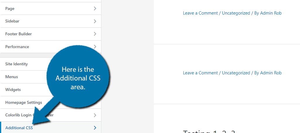 You can use the Additional CSS area to add CSS to the WordPress footer