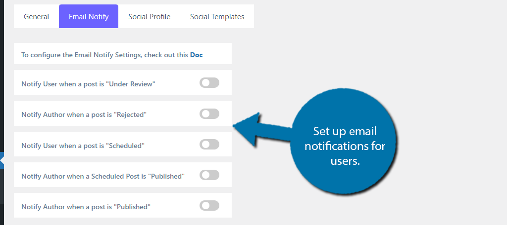 Email Notify Settings