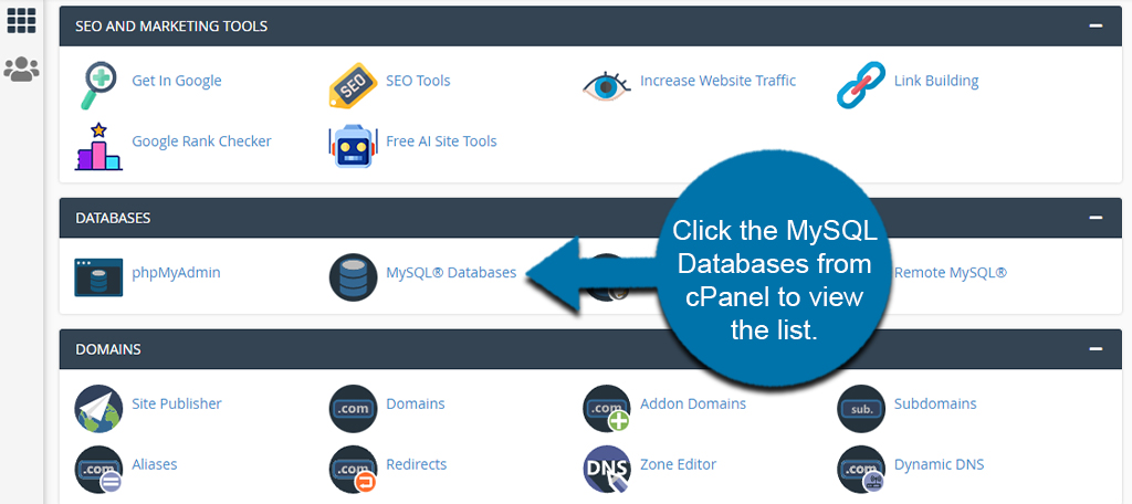 MySQL Databases from cPanel