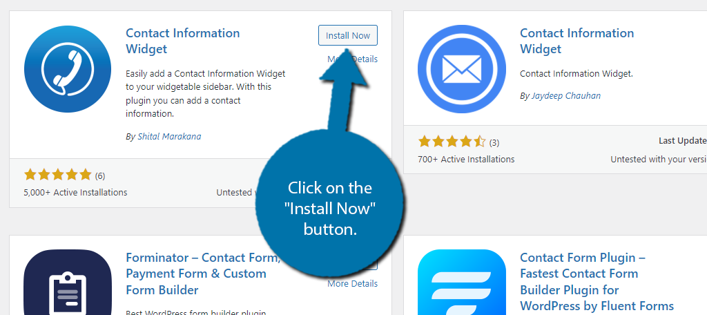 Install the Contact Information Widget for WordPress