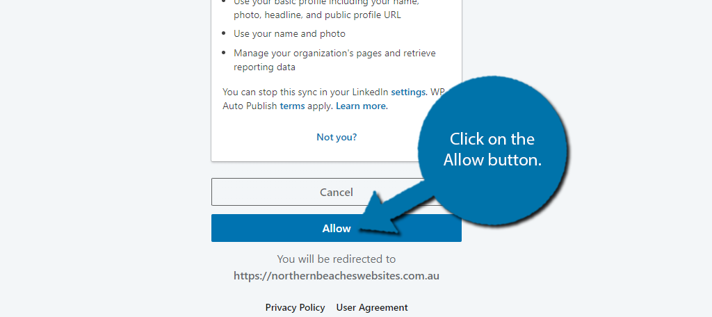 Allow WordPress to connect with LinkedIn