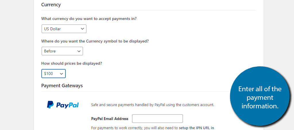 enter Payment Info for customer who wish to buy the content you lock