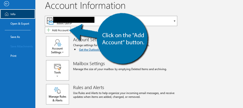 Add A new email account to Microsoft Outlook