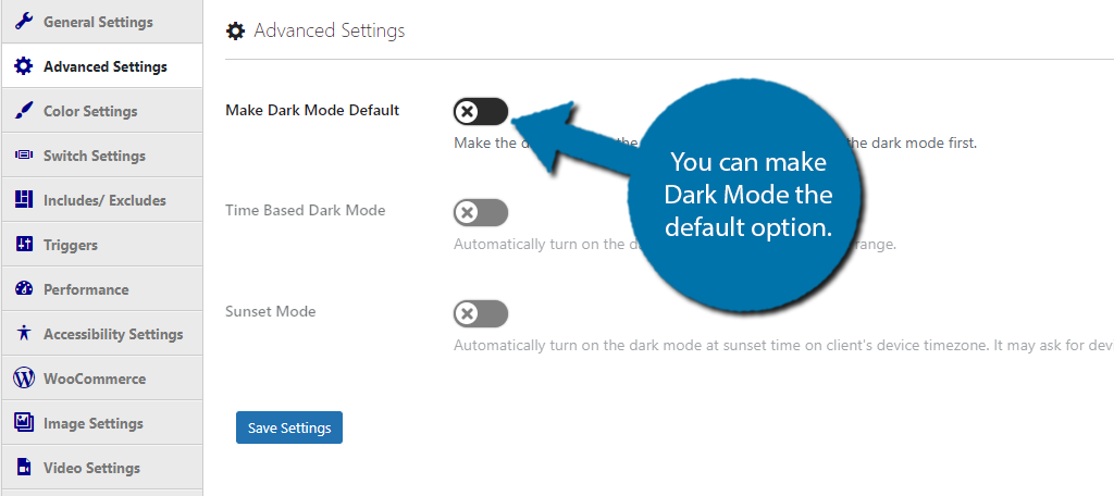 Dark Mode Default Settings