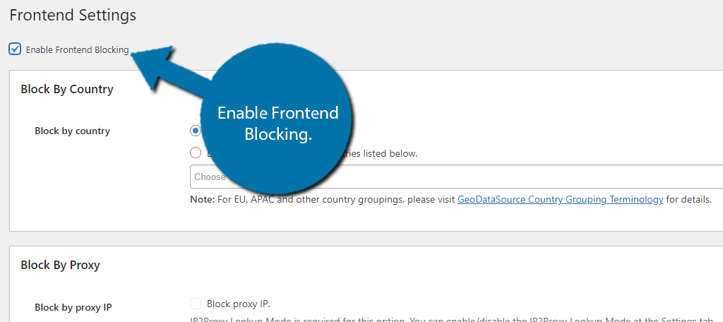 Enable Frontend Blocking