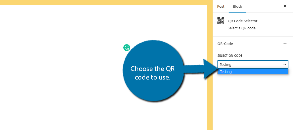 Select the QR code you want to add in WordPress