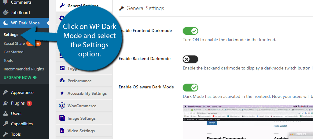 WP Dark Mode Settings