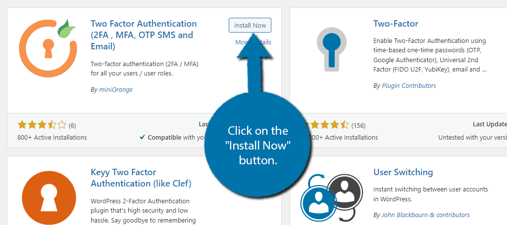 Install Two Factor Authentication to add security questions to WordPress