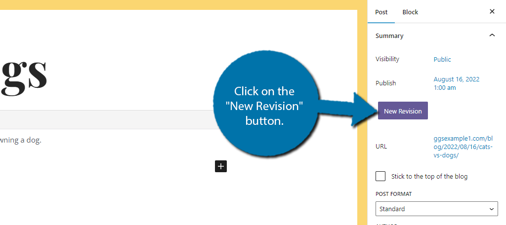 Create a New revision to update content