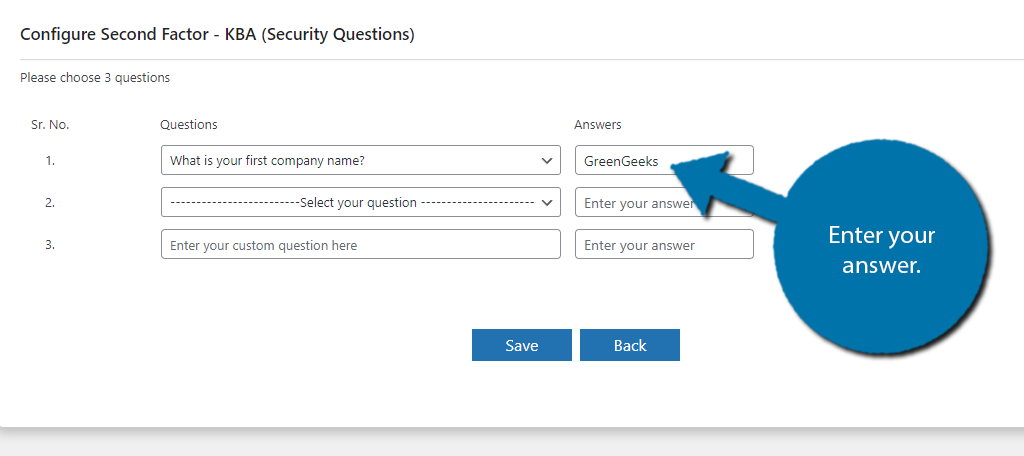 Answer your security question