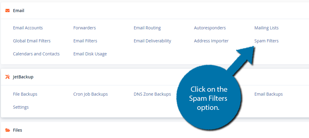 Click on Spam Filters
