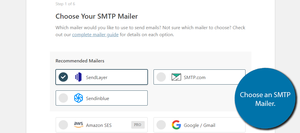 Choose An SMTP mailer to fix the wordpress email not working error