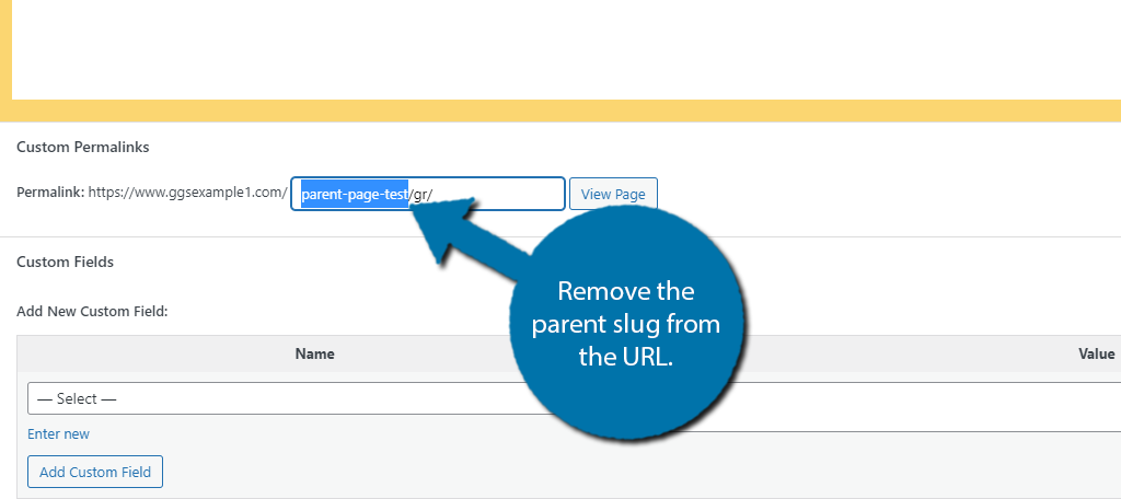 Edit the Parent Slug