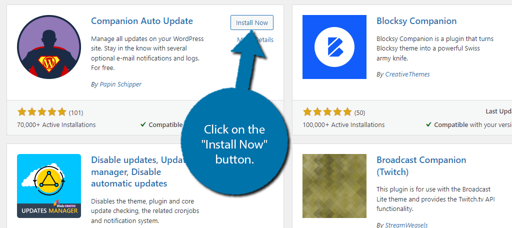 Install the plugin to update WordPress plugins automatically