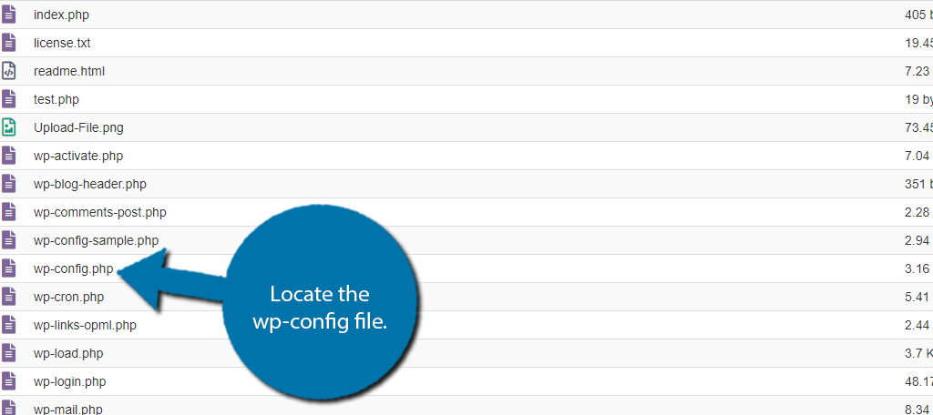 Locate the wp-config file