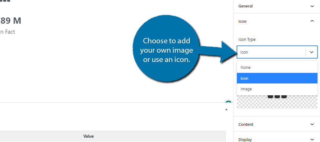 Choose to use your own image or a Gutenverse icon