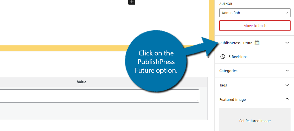 Click on the PublishPress Future option to set an expiration date for a post