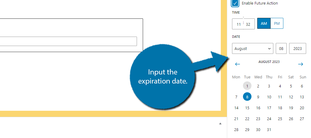 Set the expiration date to unpublish the post in WordPress