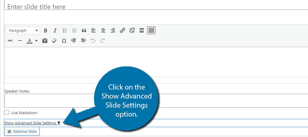 Show Advanced Slide Settings