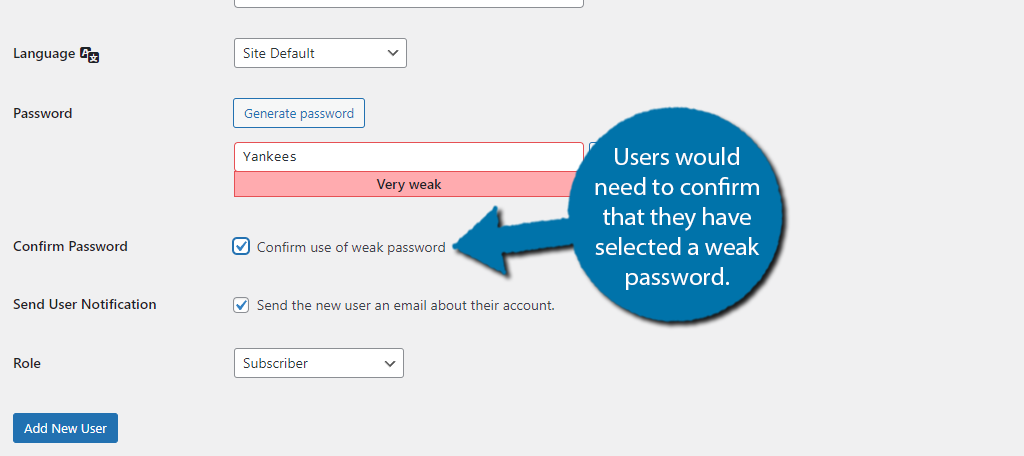 Confirm Weak Password