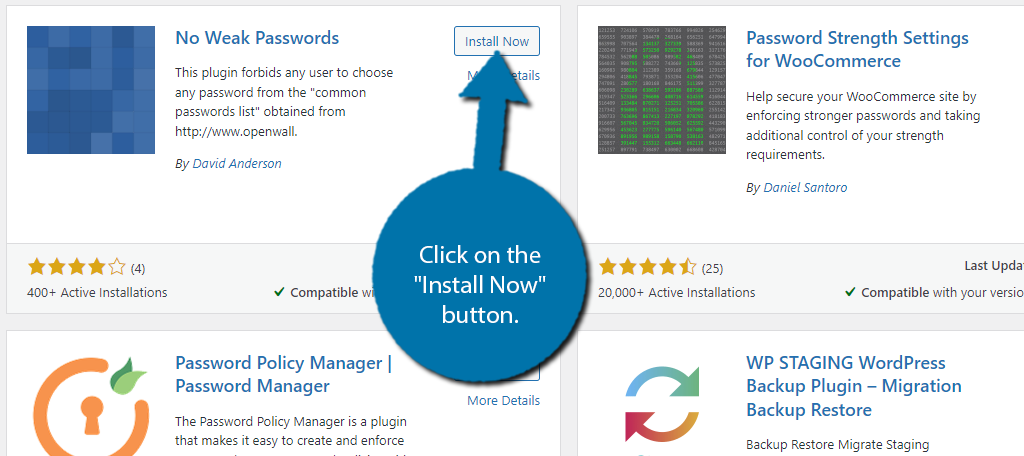 Install Now Weak Password to force strong passwords in WordPress