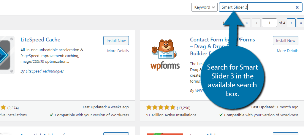 Search for Smart Slider 3 to create presentations in WordPress
