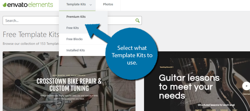 Template Kits are a great feature in Envato Elements for WordPress