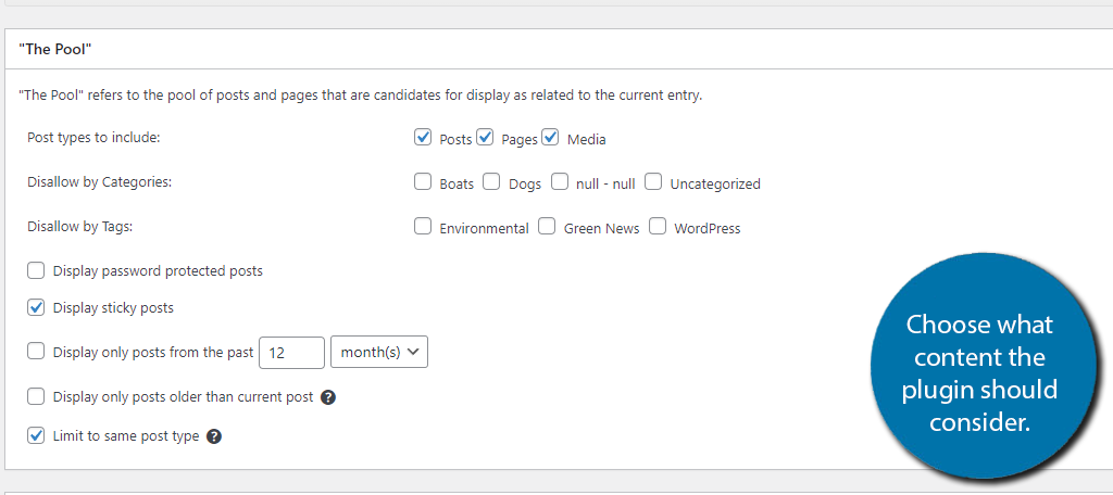 Choose what content the plugin should consider