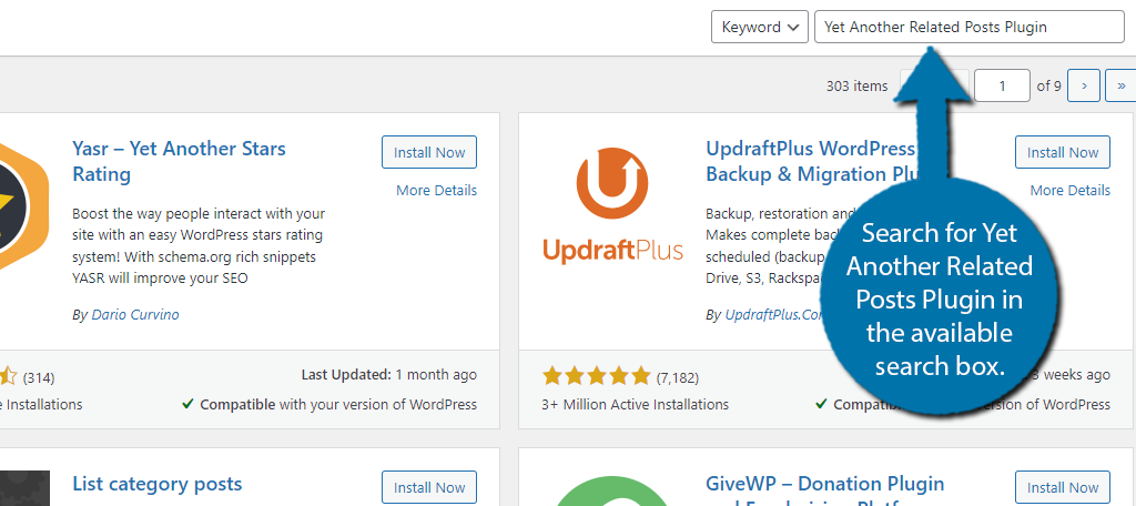 Search for YARPP to show related posts in WordPress