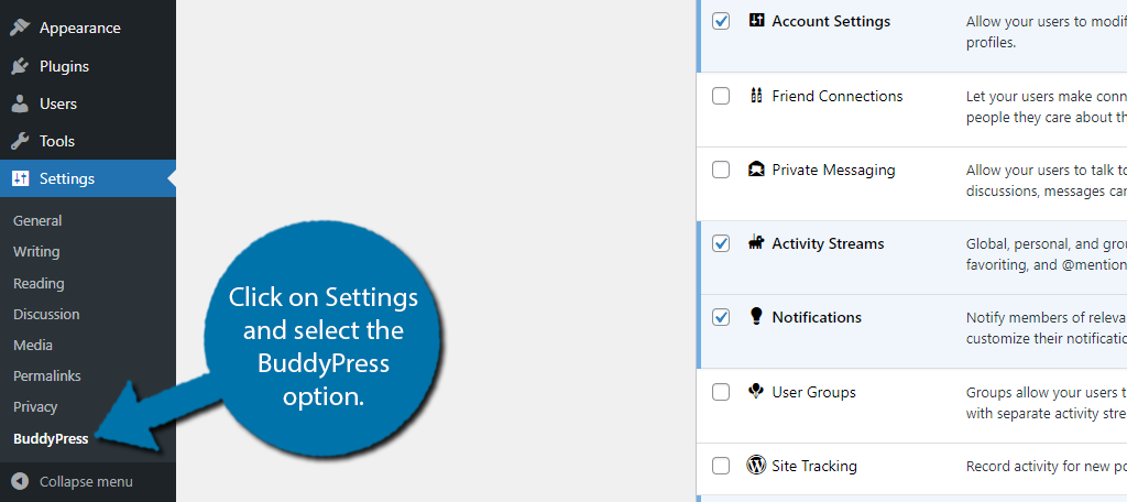 BuddyPress Settings
