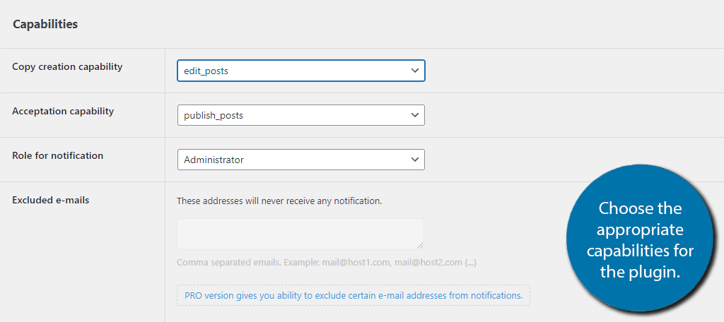 Set the capabilities of the plugin for post revisions in WordPress