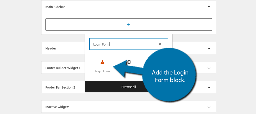 Add a Login Form block from BuddyPress