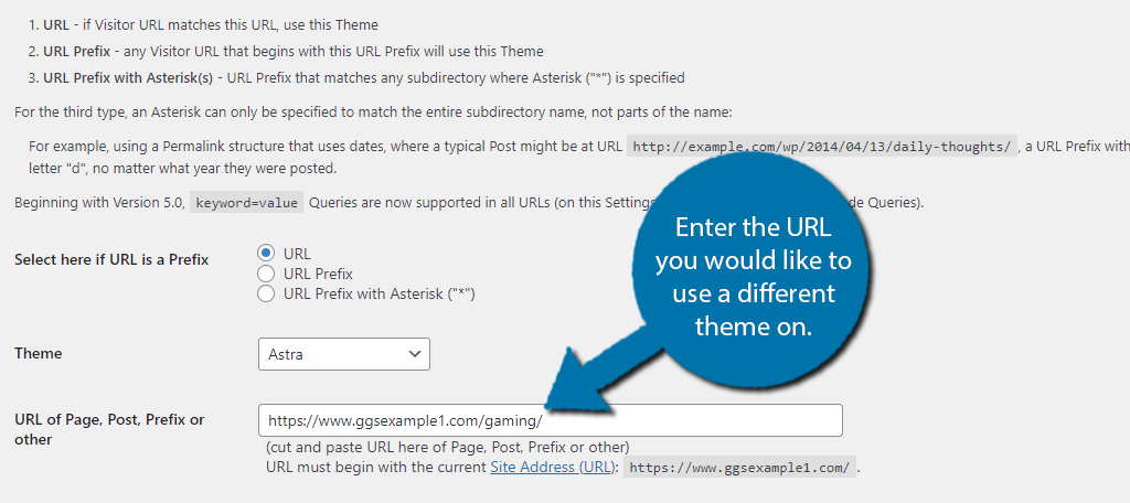 URL Multiple Themes in WordPress Pages