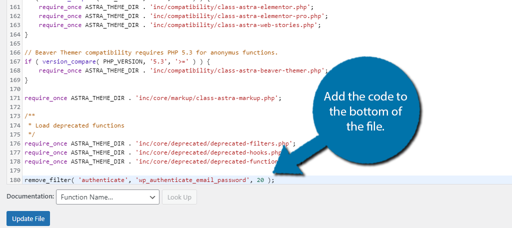 Add Code to remove the email address from the login area