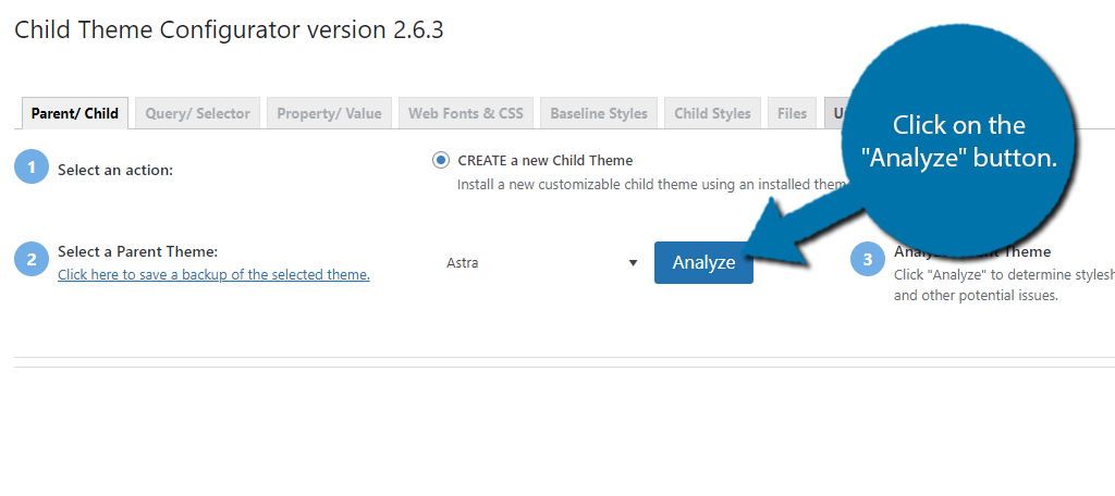 Analyze your theme to create a child theme in WordPress