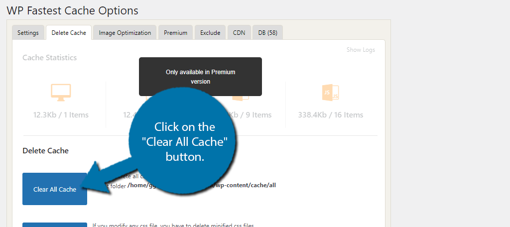 Clear All Cache in WordPress