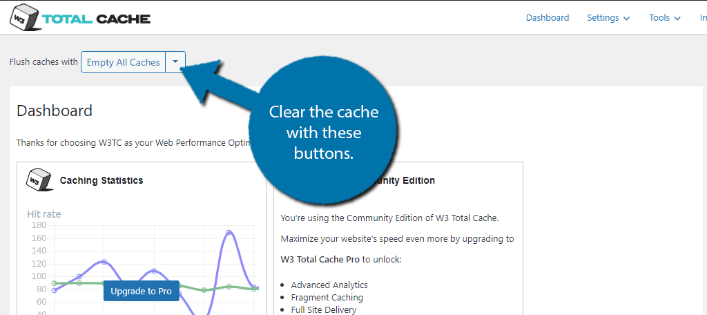 Clear Cache in WordPress with W3 Total Cache