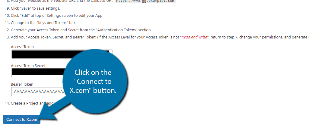 Connect to X.com for automatic Twitter post