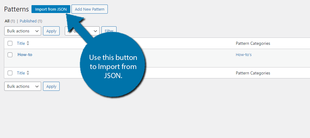 Import content patterns to WordPress