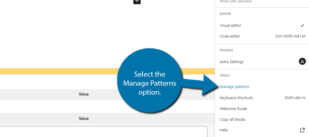 Manage content patterns in WordPress