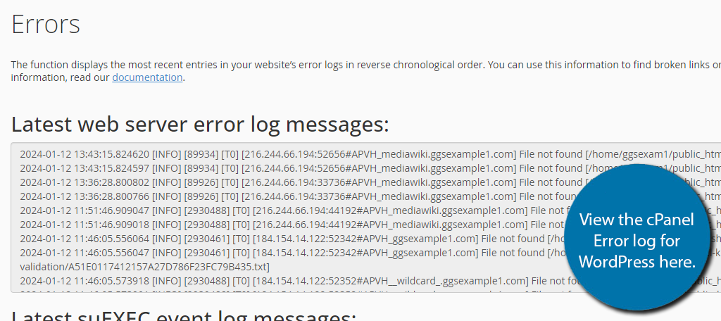 cPanel Error Log