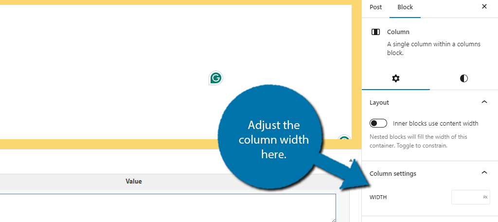 Columns Width in WordPress