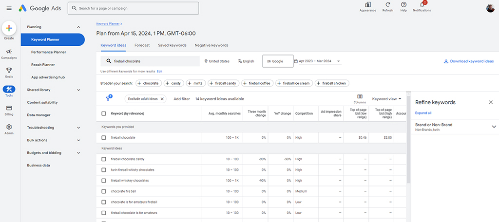 Google Ads Keyword Planner