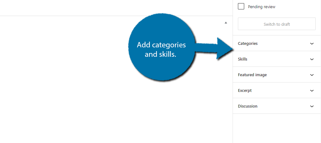 Add Categories and skills to filter your portfolio