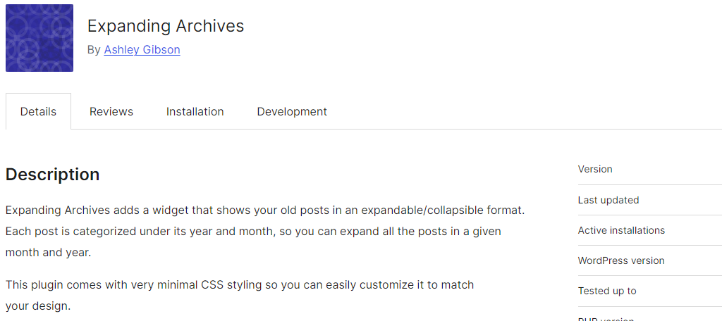 Expanding Archives archive months WordPress
