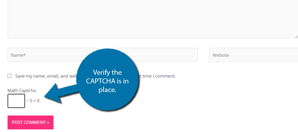 Verify the Captcha plugin works in WordPress
