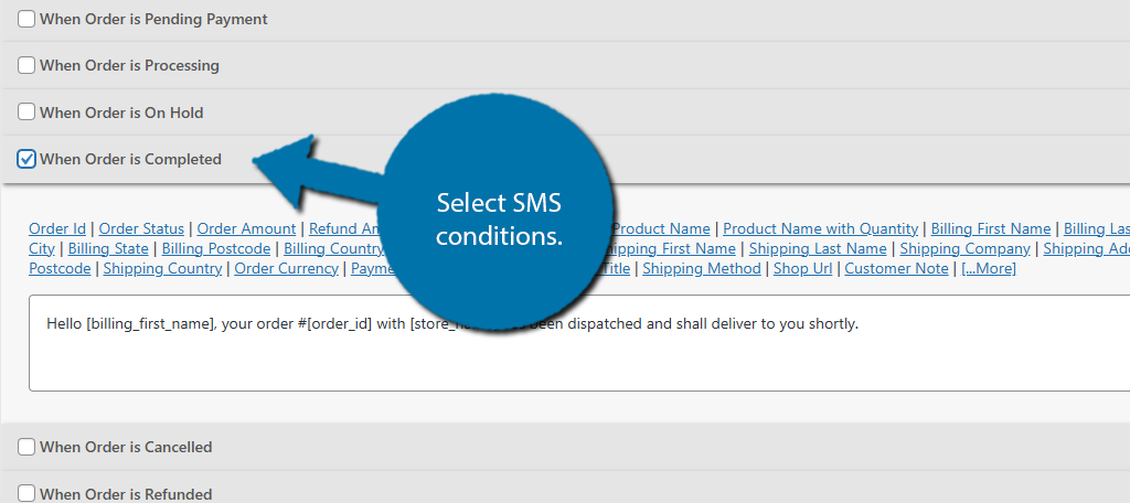 SMS Conditions