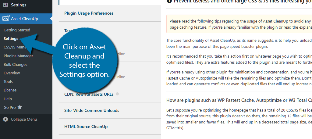 Asset Cleanup Settings