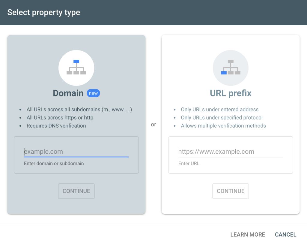 Domain vs URL‑prefix property
