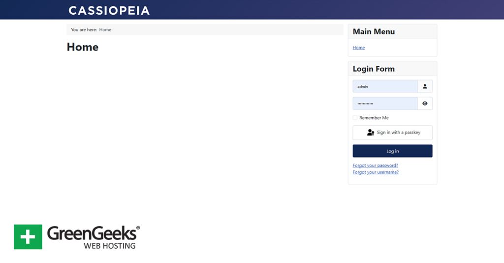 Joomla Install with GreenGeeks